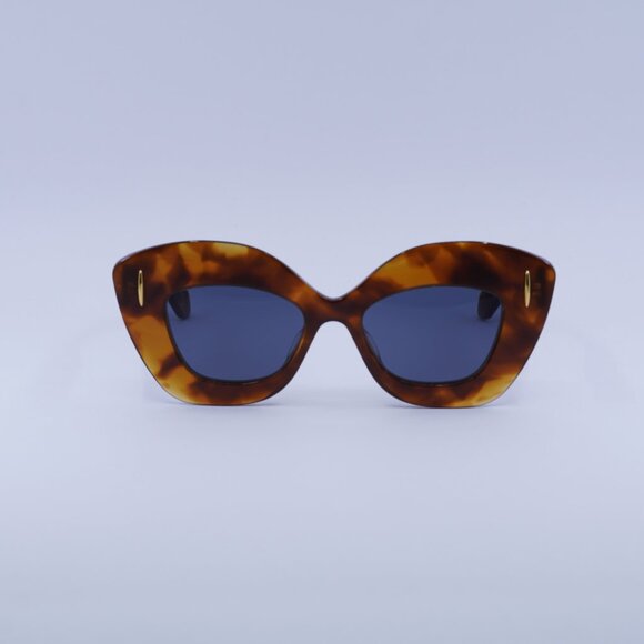 Loewe LW40127I 53V Sunglasses Blonde Havana Cat Eye Frame, Blue Lenses - Picture 2 of 11